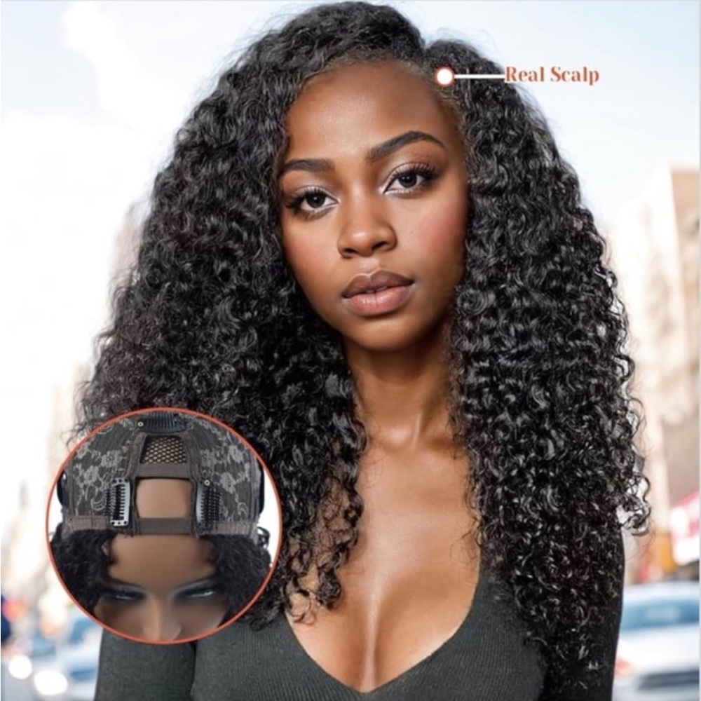 Curly  Upart t human hair wig